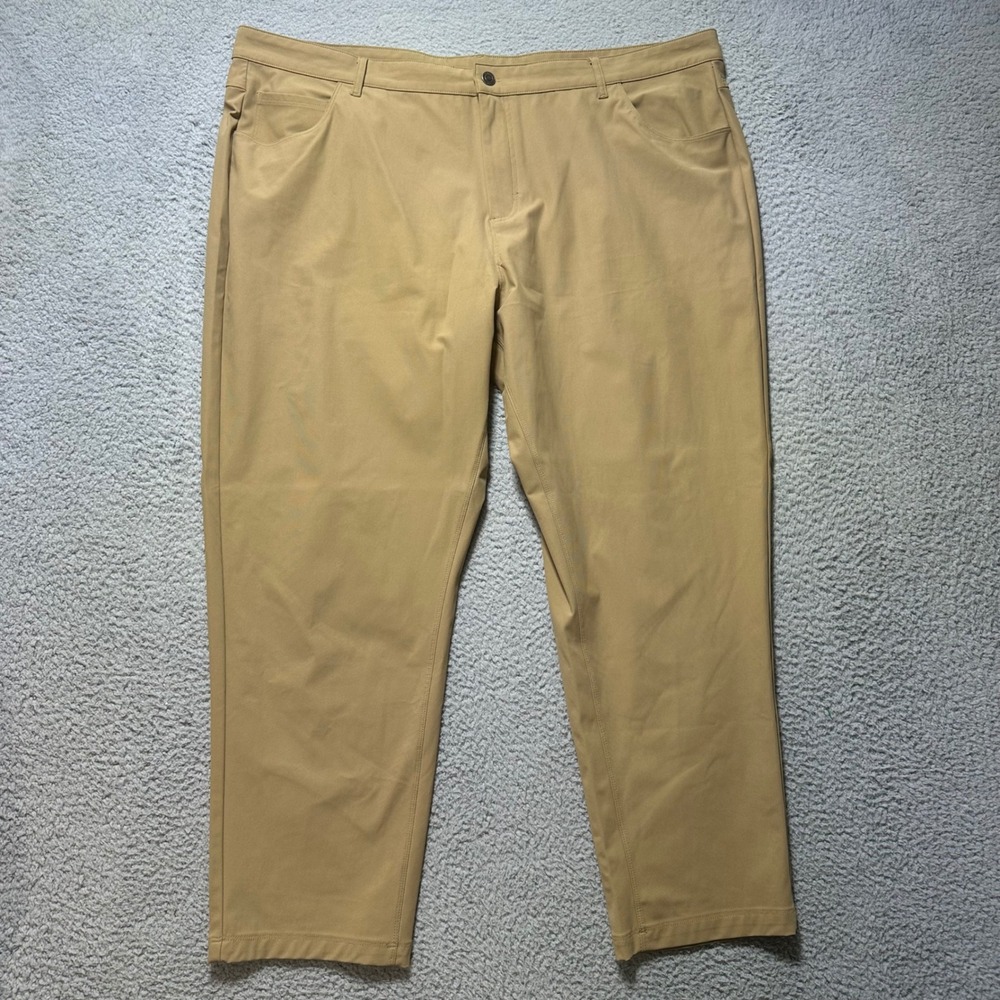 Fabletics Mens‎ Khaki Chino Stretch Pants Flat Front Casual Comfort Size 44x27